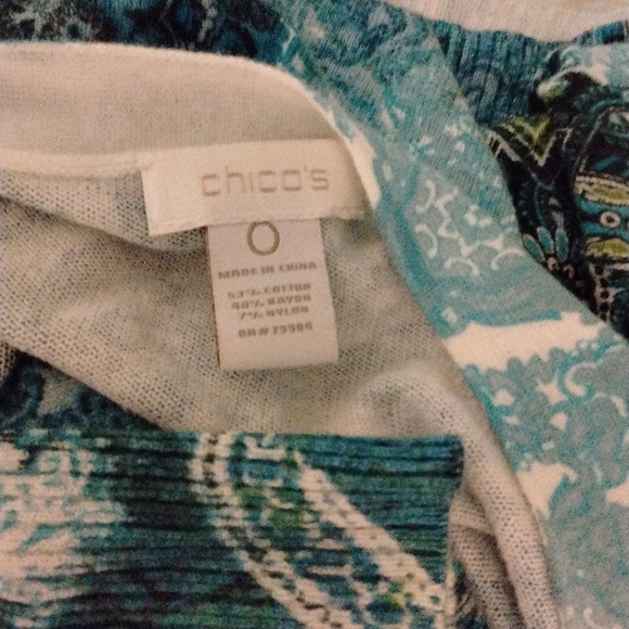 Women's EUC Chico's blue paisley long sleeve button front Cardigan Sz 0 (XS) - Picture 7 of 7